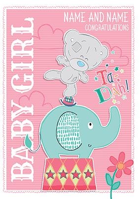Baby Girl Personalised New Baby Card