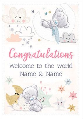 Twin Girls - Welcome To The World Personalised Card