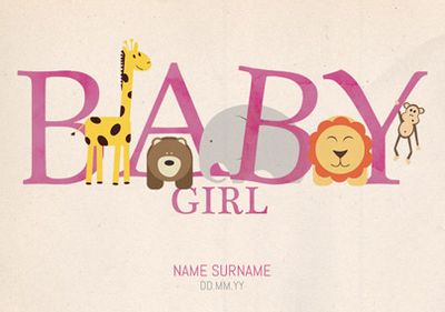 Animal Magic - New Baby Card Baby Girl