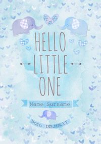 Button Nose - New Baby Card Hello Little One Blue