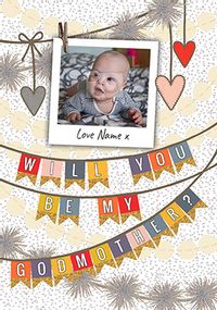 Tap to view Will you be my Godmother bunting Photo Card