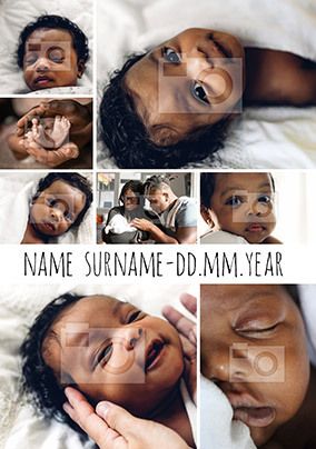 New Baby 8 Photo and text Card