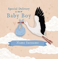 Tap to view Special Delivery a New Baby Boy personalised Card
