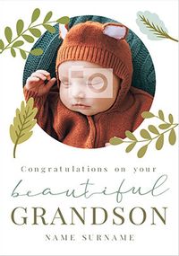 Beautiful Grandson New Baby Photo Card
