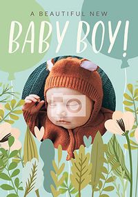 A beautiful New Baby Boy photo Card