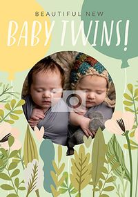 Beautiful New Baby Twins Photo Card