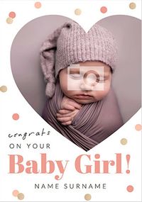 Tap to view Congrats on your New Baby Girl Photo Card
