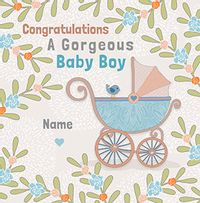 Tap to view Gorgeous Baby Boy New Baby Personalised Card
