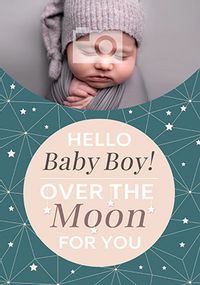 New Baby Boy over the Moon for You Photo Card