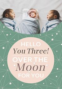 New Baby Triplets over the Moon Photo Card