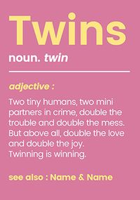 Tap to view Pink Twins Two Tiny Humans Card