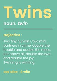 Twins Two Tiny Humans Card