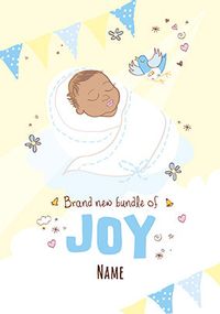 Bundle of Joy New Baby Boy Personalised Card