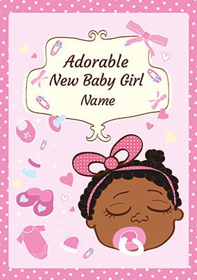 Adorable New Baby Girl personalised Card