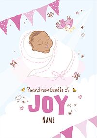 Bundle of Joy New Baby Girl Personalised Card