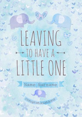 Button Nose - Leaving to have a Baby Card Little Boy Blue