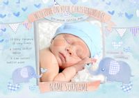 Button Nose - Christening Card Photo Upload Baby Boy