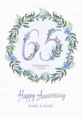 65 Wonderful Years Personalised Anniversary Card