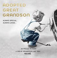 Adopted Special Great Grandson personalised Card
