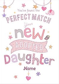 New Adopted Girl Personalised Card