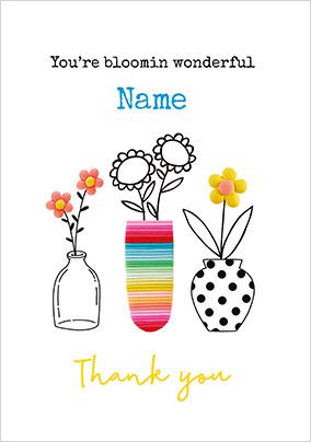 Bloomin Wonderful Personalised Thank You Card