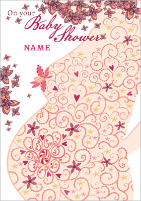 Baby Shower Card - Floral Pregnancy - Personalised - A5 - By Funky Pigeon