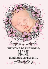 Tap to view Rhapsody - New Baby Card Gorgeous Little Girl Photo Upload