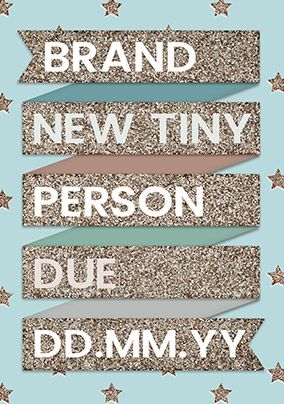 Brand New Tiny Person Blue Announcement Card