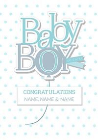 Baby Boy - Congratulations Personalised Card