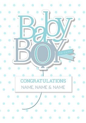 Baby Boy - Congratulations Personalised Card