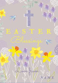 Easter Card - Cross & Flowers