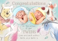 Tap to view Disney Winnie the Pooh New Baby Card - Arrival of Your Twins