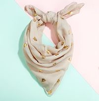 Natural and Gold Bee Print Scarf