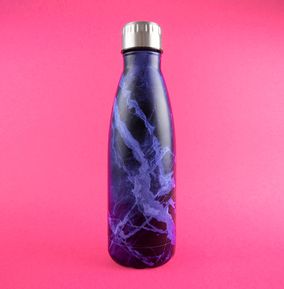 Navy Marble 500ml Stainless Steel Insulated Water Bottle