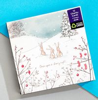 Starry Night Rabbits Christmas Card - Pack Of 12