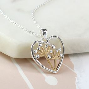 Dandelion In Heart Necklace