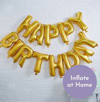 Gold Happy Birthday Balloon Bunting