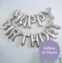 Silver Happy Birthday Balloon Bunting