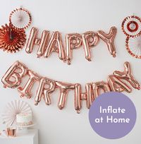 Tap to view Rose Gold Balloon Bunting - Happy Birthday
