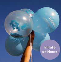 Blue Happy Birthday Confetti Balloons