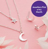 Tap to view Star and Moon Necklace and Earring Gift Set