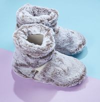 Grey Faux Fur Slipper Boots
