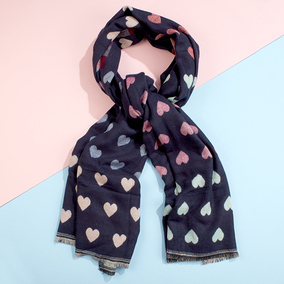 Navy Jacquard Heart scarf WAS €19.99 NOW €14.99
