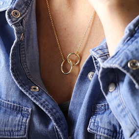 Gold Plated Linked Circles Necklace