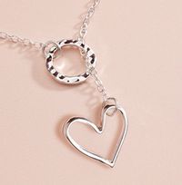Silver plated Heart through hoop necklace