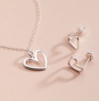 Sterling Silver Open Heart Necklace & Earrings Set WAS €34.99 NOW €24.99