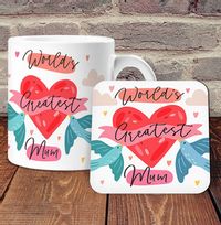 World's Greatest Mum Mug & Coaster Set