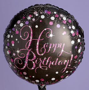 Happy Birthday Pink & Black Balloon