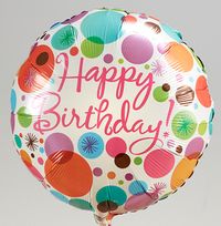 Happy Birthday Polka Dots Inflated Balloon