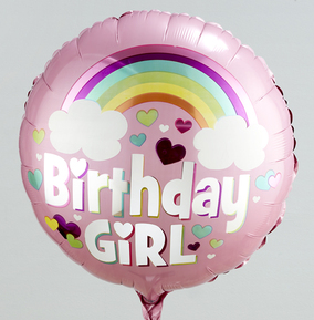 Birthday Girl Rainbow Inflated Balloon